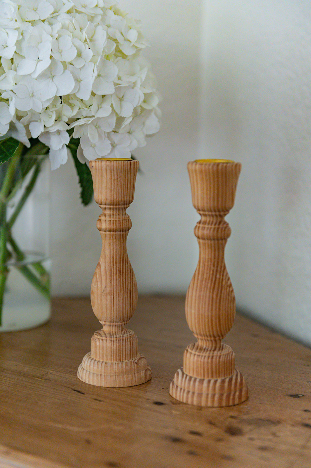 Knotty Pine Candle Holders