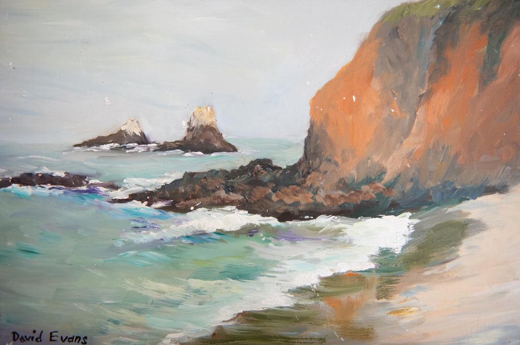 Plein Seascape Oil On Canvas Painting “Crescent Bay Morning”