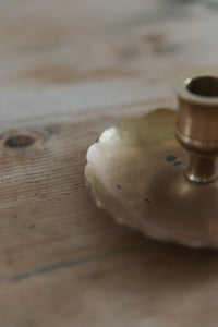 Scalloped Brass Candle Holder
